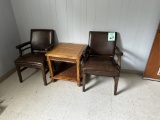 LOT CONSISTING OF (2) ARMCHAIRS AND TABLE