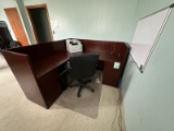 LOT CONSISTING OF RECEPTION DESK WITH CHAIR