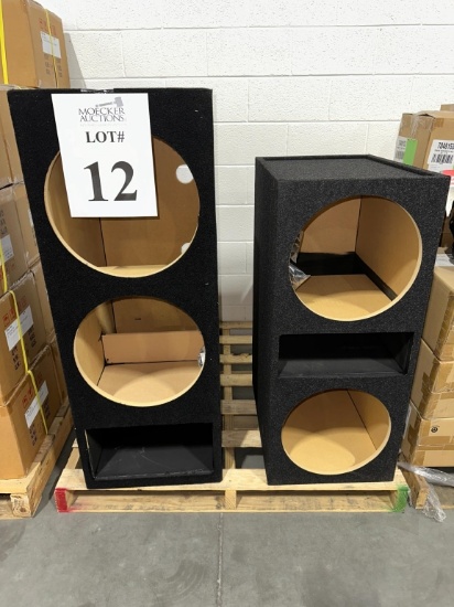 LOT CONSISTING OF 2 PRE-FABRICATED SUBWOOFER BOXES (NEW)