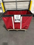 ULINE H-2647 18 BUSHEL ROLLING TRASH BIN.