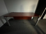 WOOD AND METAL OFFICE TABLE