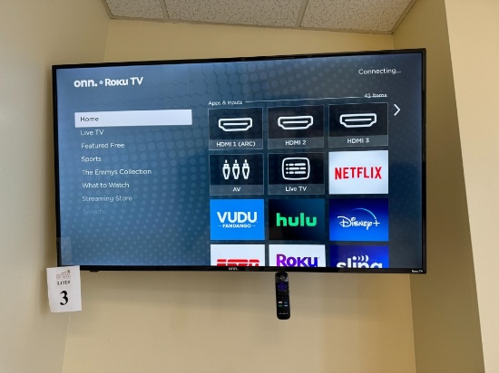 ONN ROKU TV 50 INCH WITH WALL MOUNT