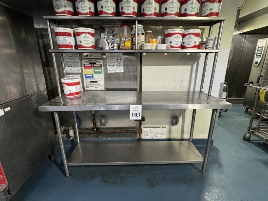 STAINLESS STEEL PREP TABLE WITH 2 TIER SHELF