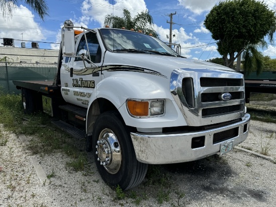 2007 FORD F750 SUPER DUTY FLATBED TOW TRUCK
