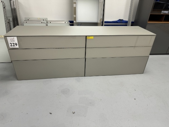 THREE DRAWER CABINETS, WITH GLASS TOP