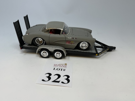 JADA DIE CAST 1957 CORVETTE DRAG CAR WITH TRAILER
