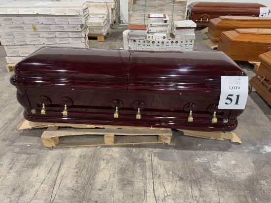 MAROON SOLID WOOD COFFIN