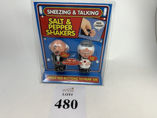 SNEEZING AND TALKING SALT AND PEPPER SHAKERS