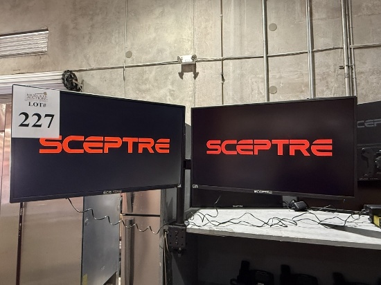 SCEPTRE 24" MONITORS ON DUAL MONITOR DESK STAND