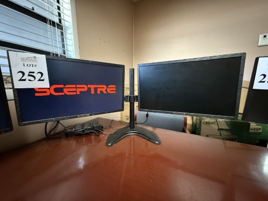 SCEPTRE 22" MONITORS ON DUAL DESKTOP STAND
