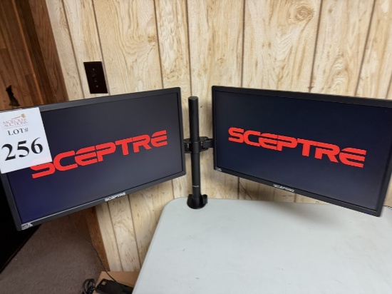 SCEPTRE 22" MONITORS ON DUAL DESK MOUNT STAND