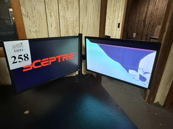 SCEPTRE 22" MONITORS ON DUAL DESK MOUNT STAND