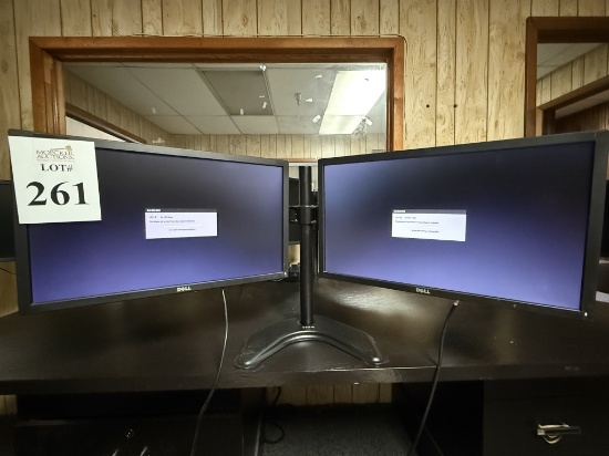 DELL 22" MONITORS ON DUAL DESKTOP STAND
