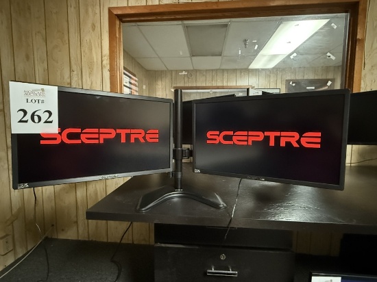 SCEPTRE 22" MONITORS ON DUAL DESKTOP STAND