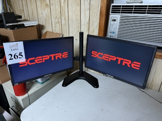 SCEPTRE 22" MONITORS ON DUAL DESK MOUNT STAND