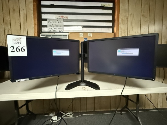 DELL 24" MONITORS ON DUAL DESKTOP STAND
