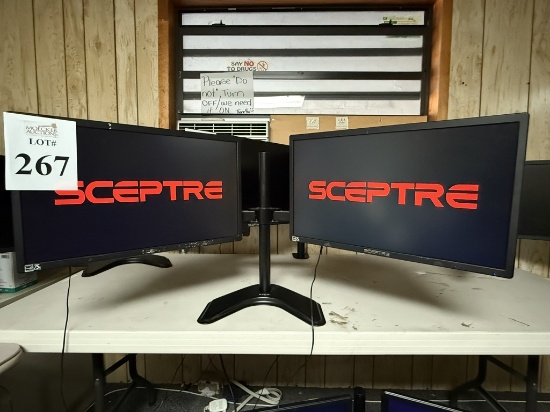 SCEPTRE 22" MONITORS ON DUAL DESKTOP STAND