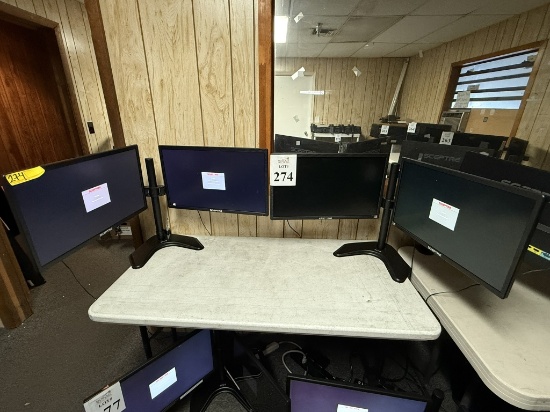 SCEPTRE 22" MONITORS ON DUAL DESKTOP STANDS