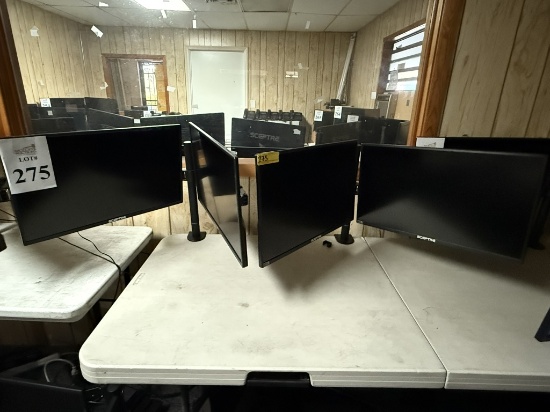 SCEPTRE 24" MONITORS ON DUAL DESK MOUNT STANDS