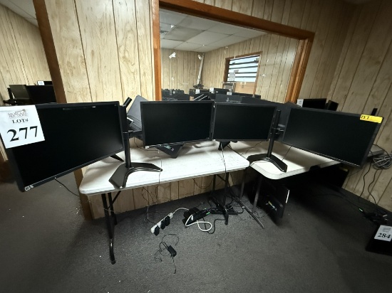SCEPTRE 22" MONITORS ON DUAL DESKTOP STANDS