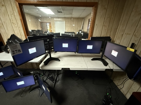 SCEPTRE 22" MONITORS ON DUAL DESKTOP STANDS
