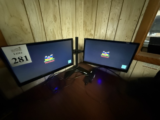 VIEWSONIC 22" MONITORS ON DUAL DESKTOP STANDS