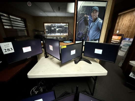 SCEPTRE 22" MONITORS ON DUAL DESKTOP & MOUNT STAND