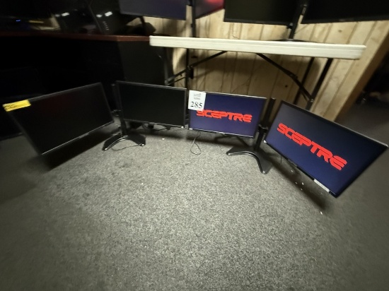 SCEPTRE 22" MONITORS ON DUAL DESKTOP STANDS