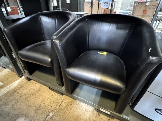 VINYL BLACK ARM CHAIRS