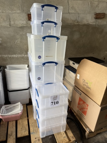 LOT CONSISTING OF (9) ASSORTED SIZE PLASTIC TOTES