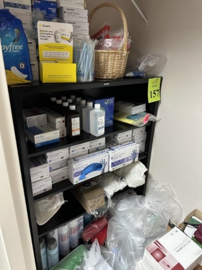 CONTENTS OF CLOSET INCLUDING METAL BOOKCASE