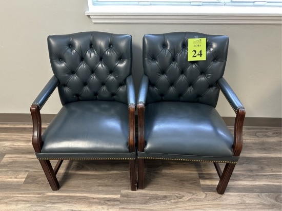 LEATHER BUTTON-TUFTED CLIENT CHAIRS
