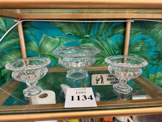 LOT CONSISTING OF (3) ASSORTED GLASS CANDY DISHES