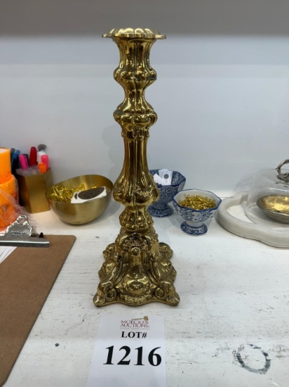 BLUE PHEASANT POLISHED BRASS CANDLE HOLDER