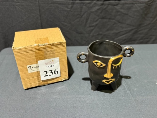 FANCY HOME COLLECTION VASE PLANTER FACE CERAMIC