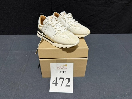 ESSEUTESSE WHITE SUEDE FLEX SNEAKERS