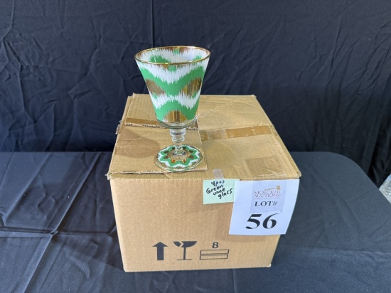 IKAT GOLD GREEN WINE GLASSES