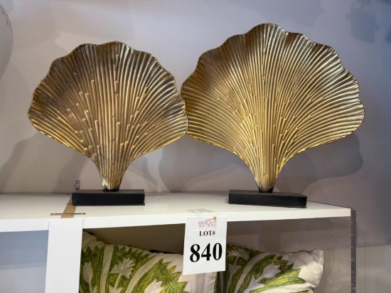 LOT CONSISTING OF (2) GOLD IRON LOTUS ON BASE