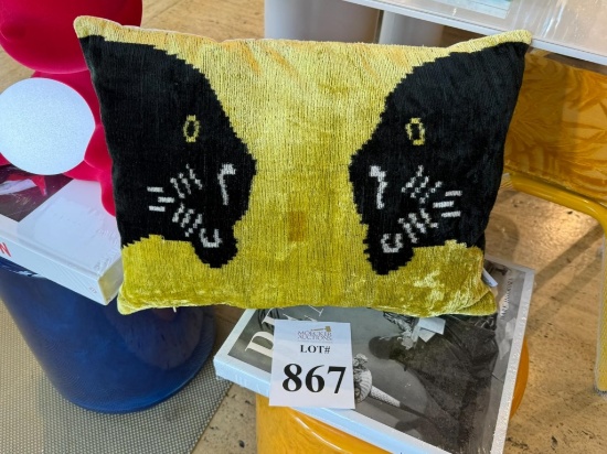 LES OTTOMANS VELVET LEOPARD CUSHION