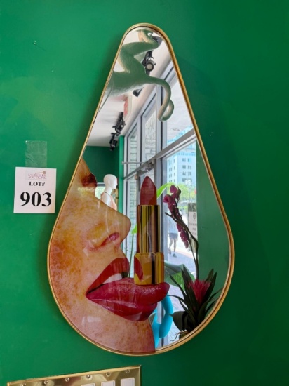 SELETTI PEAR GOLD FRAME TONGUE MIRROR