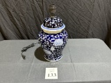 LAMP BASE PORCELAIN WHITE/BLUE