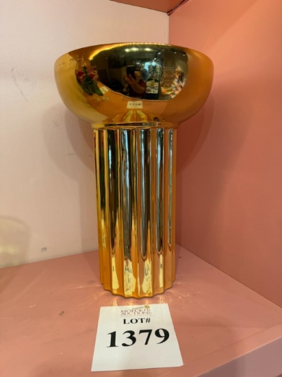 FANCY HOME COLLECTION GOLD CERAMIC BOWL ON FOOT