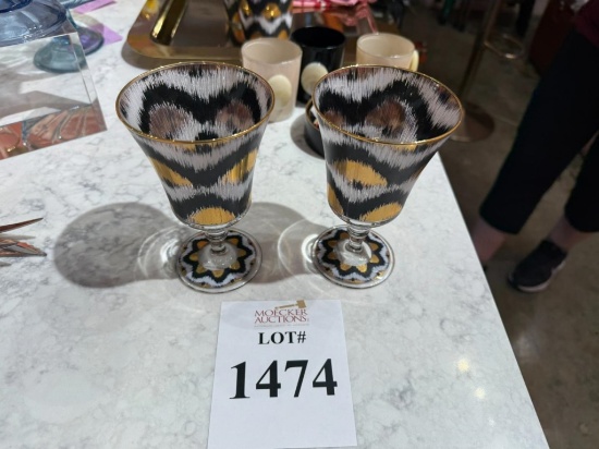 IKAT GOLD BLACK WINE GLASSES