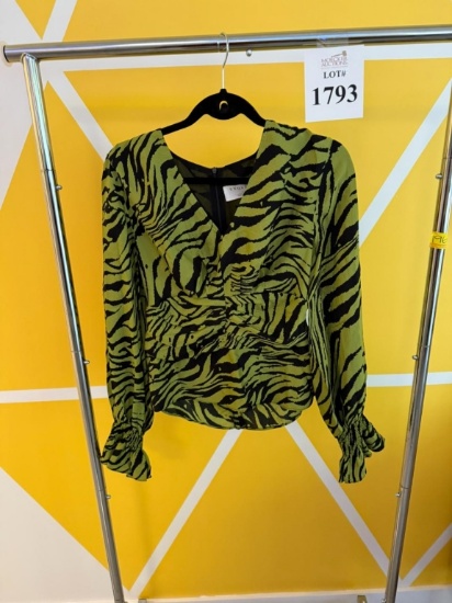 EXQUISE GREEN ZEBRA BLOUSE SIZE L