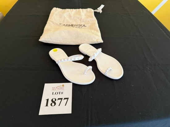 CARMEN SOL WHITE JELLY FLAT SANDALS SIZE 6