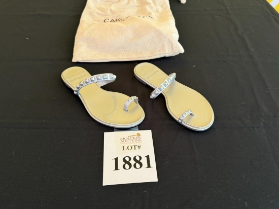 CARMEN SOL SILVER JELLY FLAT SANDALS SIZE 7