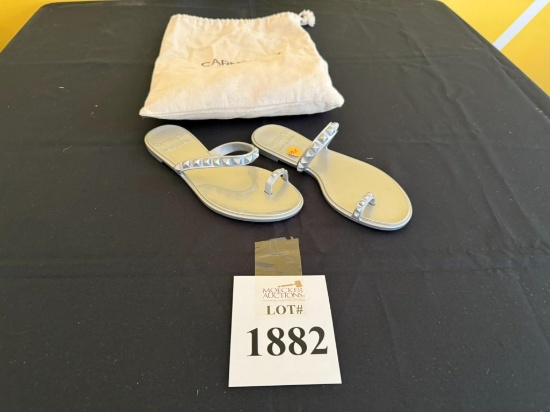 CARMEN SOL SILVER JELLY FLAT SANDALS SIZE 6