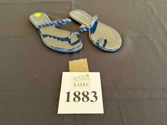 CARMEN SOL BLACK JELLY FLAT SANDALS SIZE 7