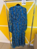 EXQUISE HIGH NECK BLUE FLORAL DRESS SIZE L