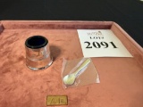 CORBELL SILVER CONNAUGHT SALTS WITH COBALT GLASS